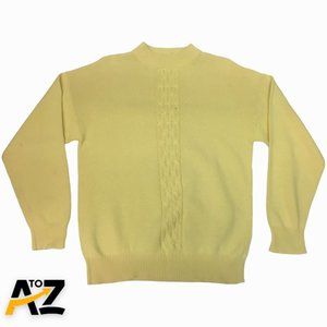 Kate Howard Womens Knit Top Size Medium Yellow Long Sleeves Pullover Sweater